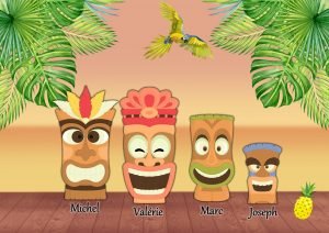Portrait de Famille – Tikis – Portrait Personnalisé